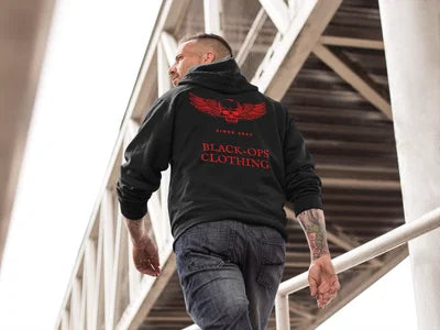 Red skull with wings hoodie