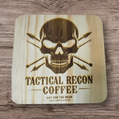Wooden tactical Recon Coffee coaster