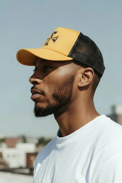 Camo design Templar cap , mustard and black
