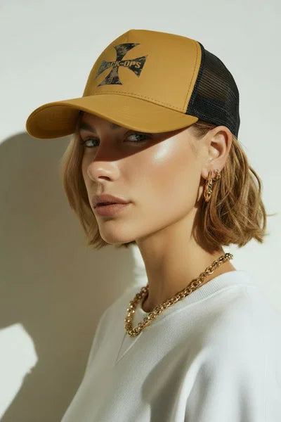 Camo design Templar cap , mustard and black