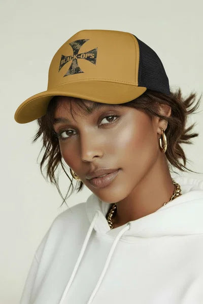 Camo design Templar cap , mustard and black