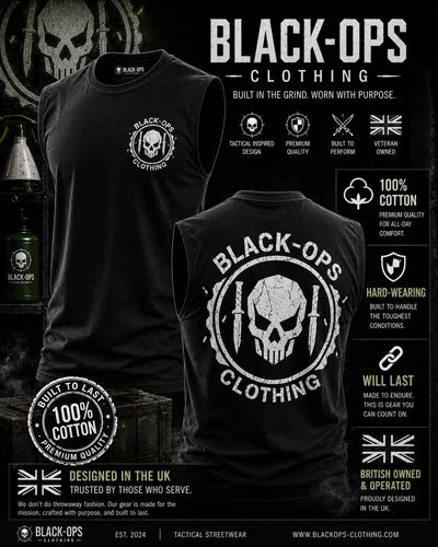 The Black-ops skull and daggers design sleeveless t shirt
