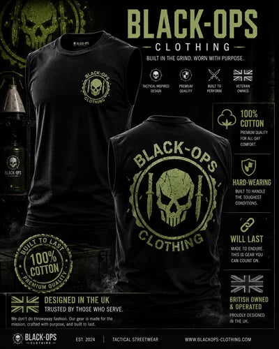 The Black-ops skull and daggers design sleeveless t shirt