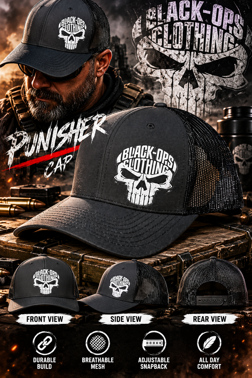 The black-ops punisher cap