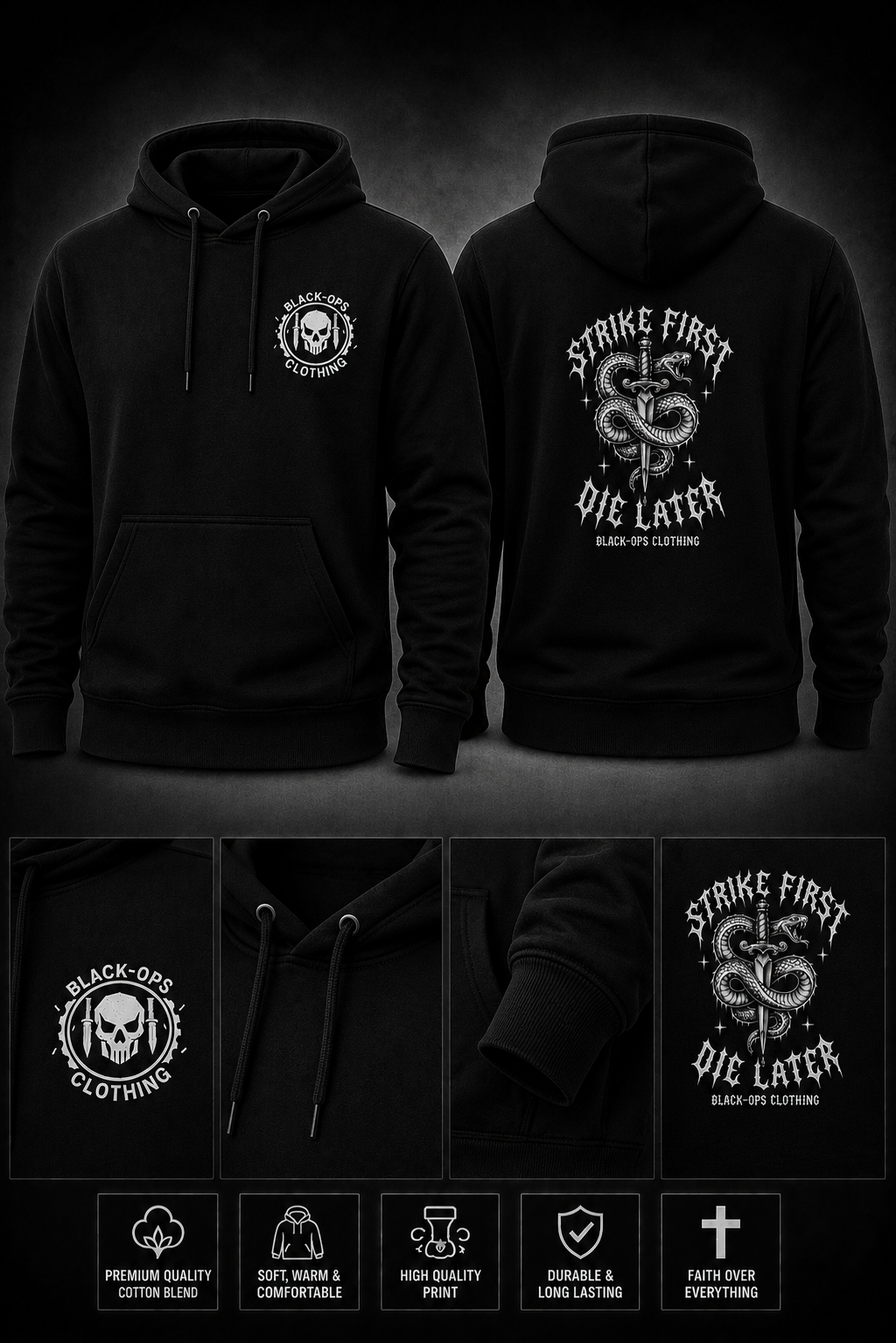 Strike First, Die Later Hoodie